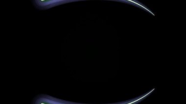 Siyah zemin üzerinde parlayan neon mavi ve yeşil dairesel şekil kademeli oluşum ve düz eğri çizgiler gösterilir