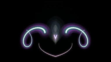 Parlak neon ışıkları eşsiz desenler ve girdap şekilleri oluşturarak karanlık bir çevre sanatını ve görsel efektlerini oluşturur.