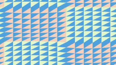Lekesiz ve tekrarlayan soyut tasarım düzeninde mavi, pembe ve yeşil üçgenler içeren renkli geometrik desen