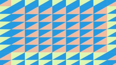 Mavi turuncu ve sarı üçgenleri içeren renkli geometrik desen görsel cazibe ve dekorasyon için kusursuz tekrarlayan tasarım