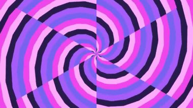 Canlı renklerde dönen sarmal hareket grafikleri ve kusursuz döngü animasyon klipsindeki hipnotik desenleri gösteren animasyon görüntüleri