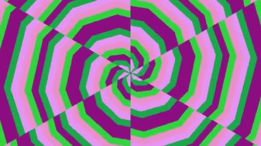 Görsel efektler için hareketli grafiklerde hipnotik yeşil ve mor spiral desenli video animasyonu