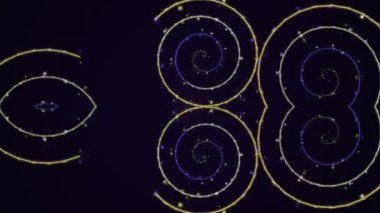 Siyah arkaplan üzerinde hareketli matematiksel denklemlerin ve geometrik şekillerin dijital animasyonu
