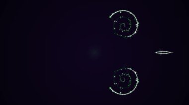 Hareket halindeki parlayan yeşil daire ögelerinin dijital animasyonu Sayfa Curl video görüntüsü animasyon klip tasarımı