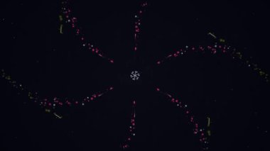 Canlı animasyon hareketli grafik tasarım video görüntüleri uzayda parlayan pembe ve yeşil hareket izleri