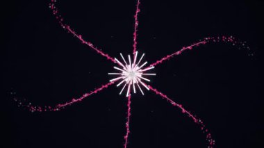 Havai fişek patlaması animasyon video görüntüleri canlı renkler ve dinamik hareketler gösteren bir kutlama gösterisi.