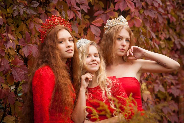 Russian girls are beautiful. Russian national traditions. Sisters in crowns. Wives from abroad. Girlfriends in red dresses. Fairy princesses.