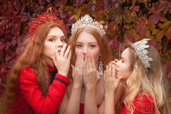 Russas São Lindas Tradições Nacionais Russas Irmãs Coroas Esposas Estrangeiro — Fotografia de Stock