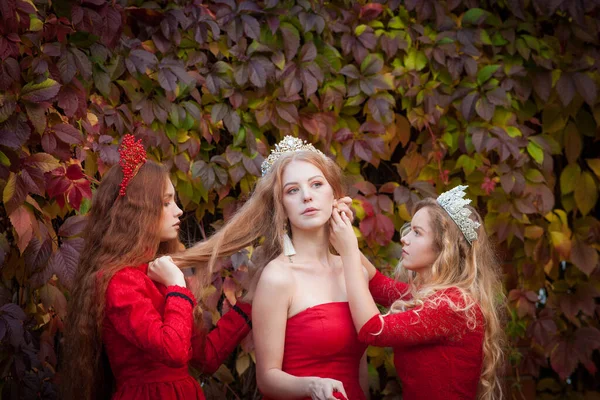 Russian girls are beautiful. Russian national traditions. Sisters in crowns. Wives from abroad. Girlfriends in red dresses. Fairy princesses.