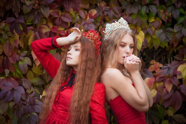 Las Rusas Son Hermosas Tradiciones Nacionales Rusas Hermanas Coronas Esposas —  Fotos de Stock