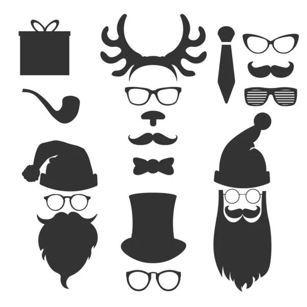 Moda di Natale silhouette nera set stile hipster. Illustrazione vettoriale icone EPS — Vettoriale Stock