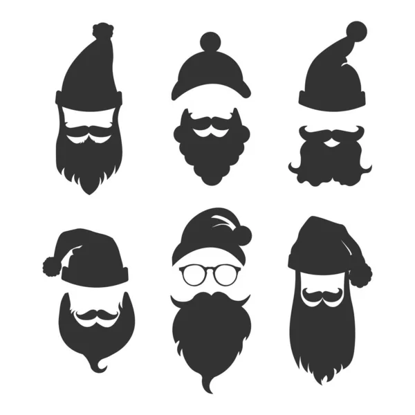 Silhouette de mode Santa Klaus noir et blanc style hipster, icônes d'illustration vectorielle EPS — Image vectorielle