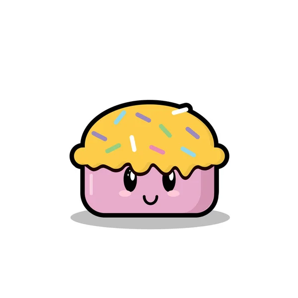 Mignonne nourriture beignet dessert sucré kawaii dessin animé vecteur illustration isolé design EPS — Image vectorielle