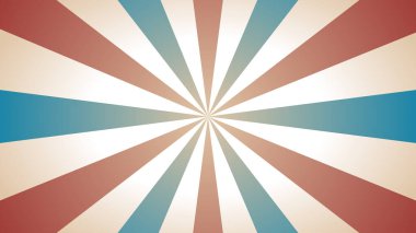 Sirk karnavalı ya da klasik pop sanat tasarımları için kırmızı mavi ve bej ışınlı geçmişe dönük güneş patlaması arka planı ya da klasik arkaplan