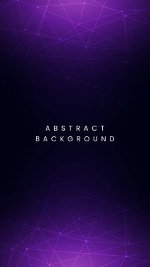 Profesyonel hareketli görüntüler için üst ve alt kısımlarda yer alan ince soyut düşük poli pleksus ağ ve çizgilerden oluşan dikey koyu mor arkaplan