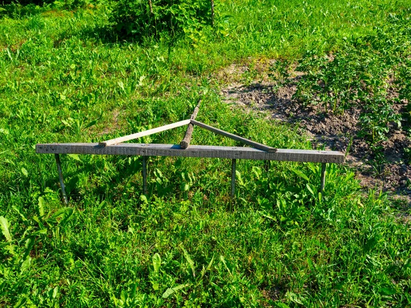 Träanordning För Att Markera Sängar Fältet Manuellt Gammalt Jordbruk — Stockfoto