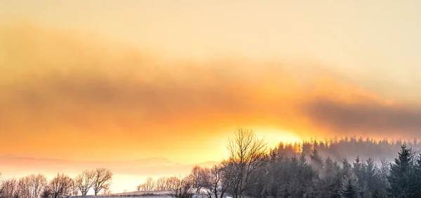 Vibrant color panoramic sun rise and sun set sky with cloud on a cloudy day.