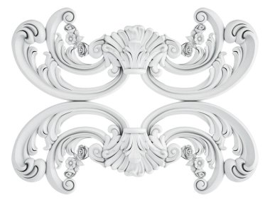 Beyaz beyaz bir arka plan üzerinde süs. İzole. 3D çizim