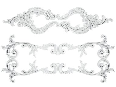 Beyaz beyaz bir arka plan üzerinde süs. İzole. 3D çizim