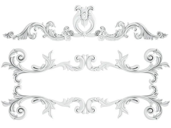 Weißes Ornament Auf Weißem Hintergrund Vereinzelt Illustration — Stockfoto