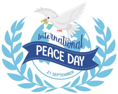 Uluslararası Barış Günü logosu veya dünya haritasında beyaz güvercin resmi