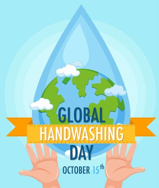 Küresel El Yıkama Günü logosu. Elleri ve küresi su damlası resimli.