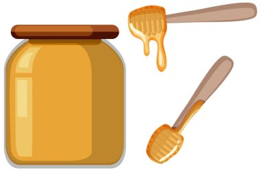 Beyaz arkaplan illüstrasyonunda bal