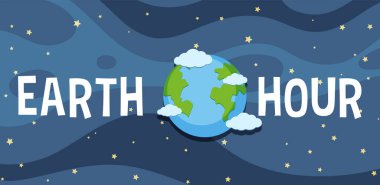 Dünya Saati kampanya posteri veya afiş illüstrasyonu