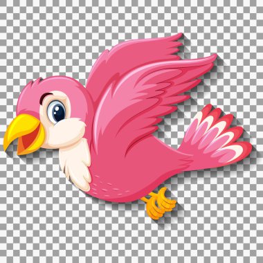 Şirin pembe kuş çizgi film karakteri çizimi