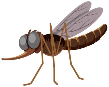 Beyaz arkaplan illüstrasyonunda sivrisinek çizgi film biçimi izole edildi