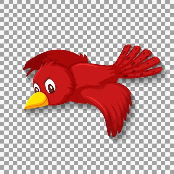 Carino Uccello Rosso Cartone Animato Personaggio Illustrazione — Vettoriale Stock