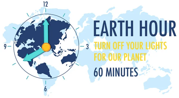 Earth Hour Kampagne Plakat Oder Banner Schalten Sie Ihr Licht — Stockvektor