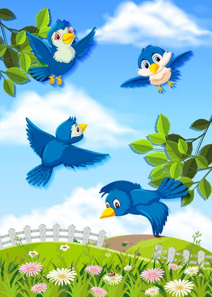 Aves Voadoras Ilustração Natureza —  Vetores de Stock