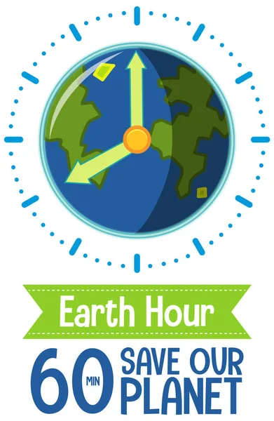 Earth Hour Kampagnenposter Oder Banner Mit Minuten Retten Unseren Planeten — Stockvektor