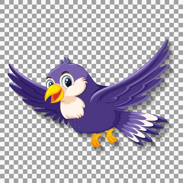 Bonito Pássaro Roxo Desenho Animado Personagem Ilustração — Vetor de Stock