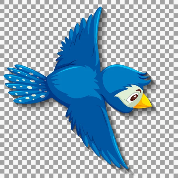 Carino Blu Uccello Cartone Animato Personaggio Illustrazione — Vettoriale Stock