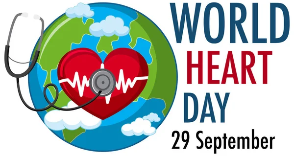 Isolada Ilustração Logotipo Dia Mundial Coração — Vetor de Stock