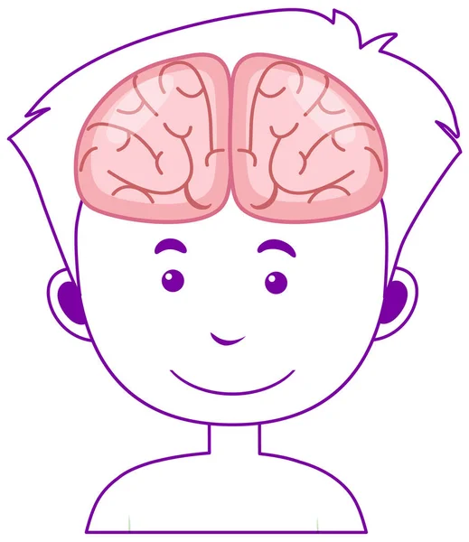 Brain Sign Head Boy World Alzheimer Day Theme Isolated White — Stock Vector