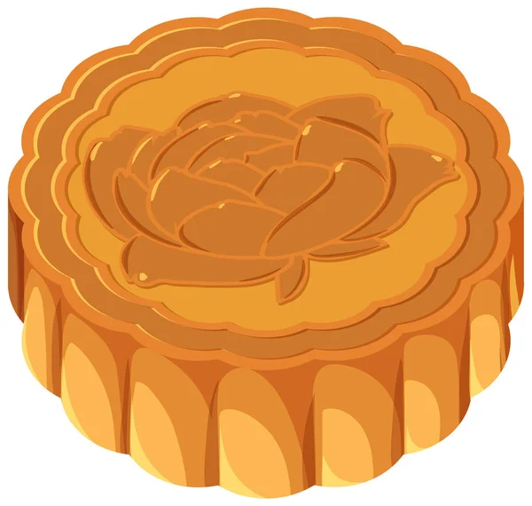 Vereinzelte Mondkuchen Auf Weißem Hintergrund Illustration — Stockvektor