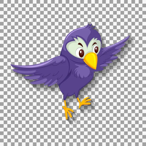 Cute Purple Bird Cartoon Character Illustration — Stock Vector