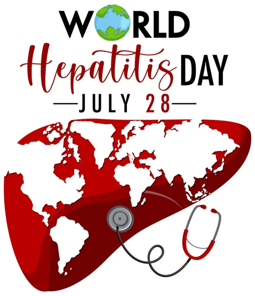 Logotipo Bandera Del Día Mundial Hepatitis Con Mapa Mundial Ilustración — Archivo Imágenes Vectoriales