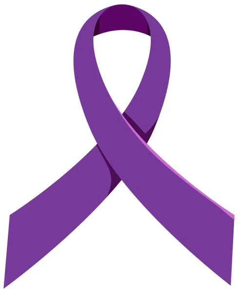 Nastro Viola Simboleggiano Consapevolezza Cancro Pancreas Isolato Sfondo Bianco Illustrazione — Vettoriale Stock