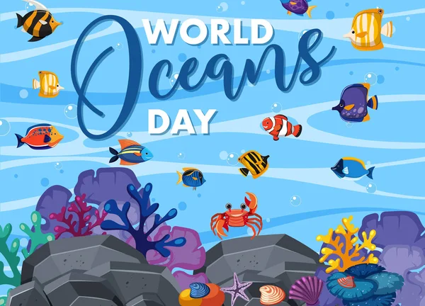 Ilustração Ícone Dia Mundial Dos Oceanos —  Vetores de Stock