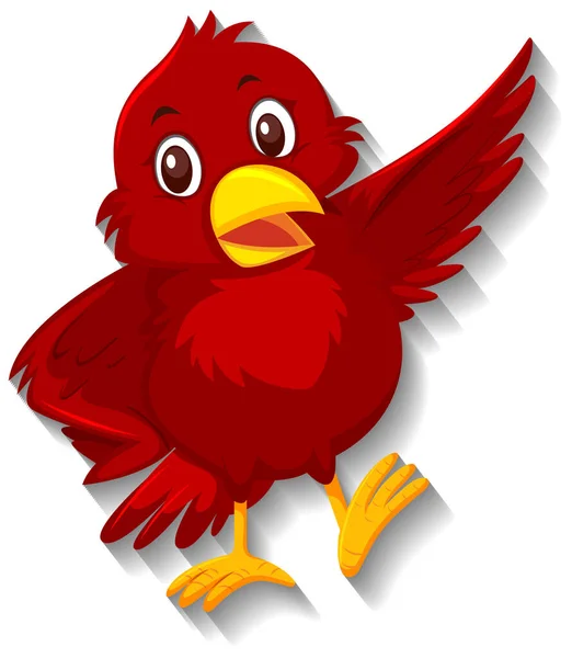 Carino Uccello Rosso Cartone Animato Personaggio Illustrazione — Vettoriale Stock
