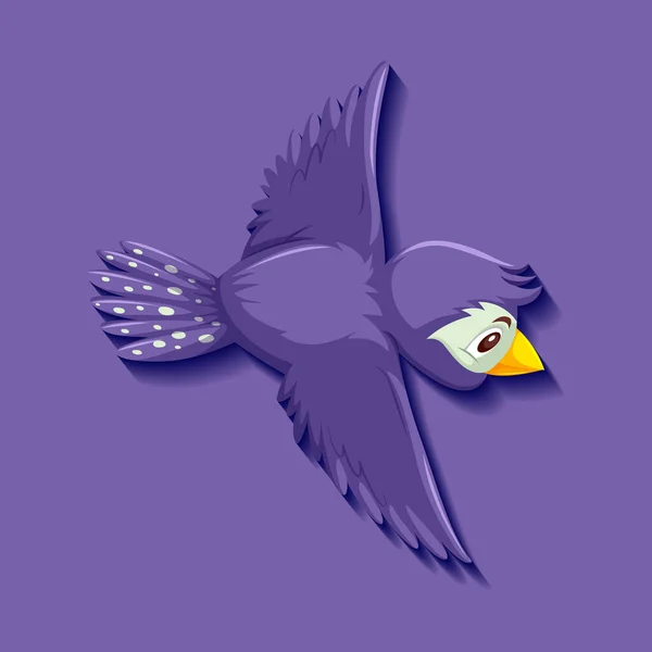 Roztomilý Fialový Pták Kreslený Znak Ilustrace — Stockový vektor