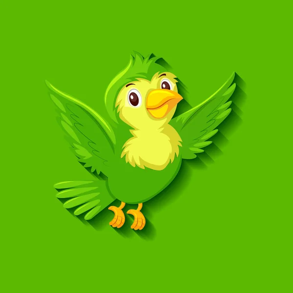 Lindo Pájaro Verde Dibujo Animado Carácter Ilustración — Vector de stock