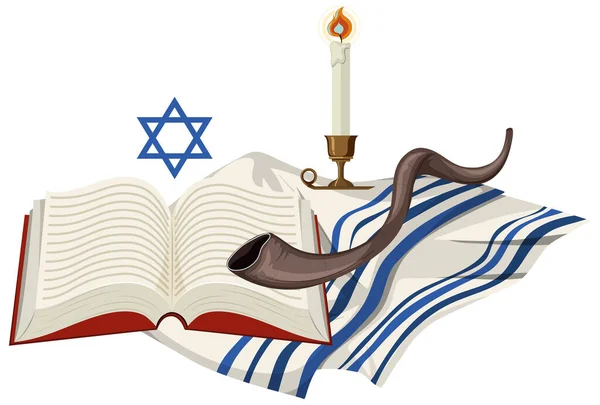 白色背景图上的Yom Kippur元素 — 图库矢量图片