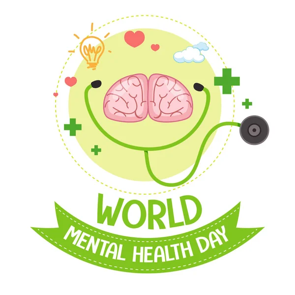 World Mental Health Day Icon Illustration — Stock Vector