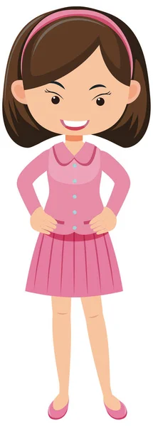 Menina Rosa Vestido Desenho Animado Personagem Ilustração — Vetor de Stock