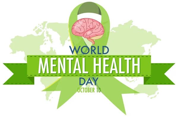 World Mental Health Day Icon Illustration — Stock Vector